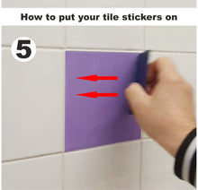 Load image into Gallery viewer, Gloss Tile Stickers Transfers For 150mm x 150mm or 6  x 6 Inches Kitchen / Bathroom Tiles, Pack of 10 or 25 or 50, 30+ Colours PL1