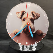 Load image into Gallery viewer, Your Favourite Peeking Dog Breed On A Quartz Clock, Stand or Wall Mounted, 200mm or 300mm Diameter