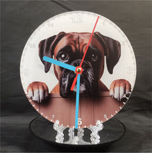 Load image into Gallery viewer, Your Favourite Peeking Dog Breed On A Quartz Clock, Stand or Wall Mounted, 200mm or 300mm Diameter
