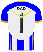 Load image into Gallery viewer, Number 1 DAD Quartz Clock In Shape of Football Shirts In Your Favourite Team Colours