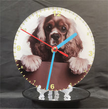 Load image into Gallery viewer, Your Favourite Peeking Dog Breed On A Quartz Clock, Stand or Wall Mounted, 200mm or 300mm Diameter