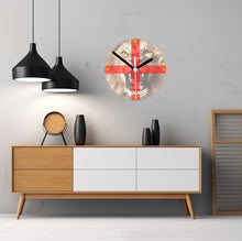 Load image into Gallery viewer, Flag Clock, Featuring The St George's Flag of England, With A Magnificent Snarling Lion In The Rear, 2 Sizes Available, Battery Included (Copy)