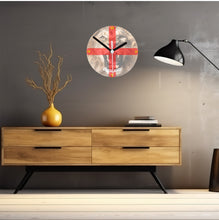 Load image into Gallery viewer, Flag Clock, Featuring The St George's Flag of England, With A Magnificent Snarling Lion In The Rear, 2 Sizes Available, Battery Included (Copy)