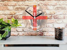 Load image into Gallery viewer, Flag Clock, Featuring The St George's Flag of England, With A Magnificent Snarling Lion In The Rear, 2 Sizes Available, Battery Included (Copy)