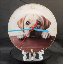 Load image into Gallery viewer, Your Favourite Peeking Dog Breed On A Quartz Clock, Stand or Wall Mounted, 200mm or 300mm Diameter