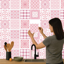 Load image into Gallery viewer, Mosaic Tile Stickers, Pack Of 24, All Sizes, Pink, Waterproof, Transfers For Kitchen / Bathroom Tiles P03