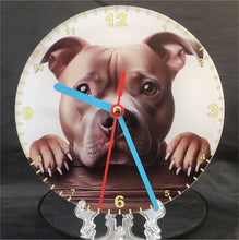 Load image into Gallery viewer, Your Favourite Peeking Dog Breed On A Quartz Clock, Stand or Wall Mounted, 200mm or 300mm Diameter