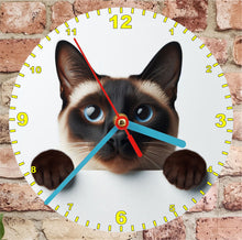 Load image into Gallery viewer, Cat Lover Gift, Choice of Cat Breeds Wall or Desk Clock (200 mm or 300 mm) Battery Included