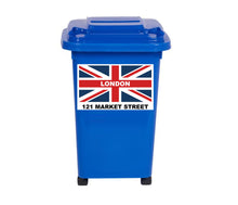 Load image into Gallery viewer, 4 x Flag Themed Wheelie Bin Stickers, Address Sign, House Home or Business, Door Number Road Name Sticker, A5 or A4 Size