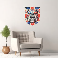 Load image into Gallery viewer, Flag Clock, Shield Shape Featuring The Union Jack Flag of Great Britain, With a Snarling British Bulldog, 2 Sizes Available, Battery Included
