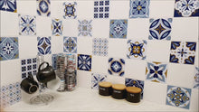 Load and play video in Gallery viewer, Mosaic Tile Stickers, Pack Of 16, All Sizes, Waterproof, Azulejo Transfers For Kitchen / Bathroom Tiles C28