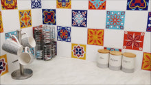 Load and play video in Gallery viewer, Mosaic Tile Stickers, Pack Of 16, All Sizes, Waterproof, Azulejo Transfers For Kitchen / Bathroom Tiles C43