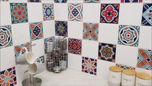 Load and play video in Gallery viewer, Mosaic Tile Stickers, Pack Of 16, All Sizes, Waterproof, Azulejo Transfers For Kitchen / Bathroom Tiles GT13