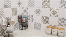 Load and play video in Gallery viewer, Mosaic Tile Stickers, Pack Of 16, All Sizes, Waterproof, Azulejo Transfers For Kitchen / Bathroom Tiles C37