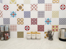 Load image into Gallery viewer, Mosaic Tile Stickers, Pack Of 16, All Sizes, Waterproof, Azulejo Transfers For Kitchen / Bathroom Tiles C22 - Bolsover Designs