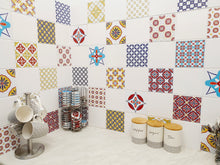 Load image into Gallery viewer, Mosaic Tile Stickers, Pack Of 16, All Sizes, Waterproof, Azulejo Transfers For Kitchen / Bathroom Tiles C22 - Bolsover Designs
