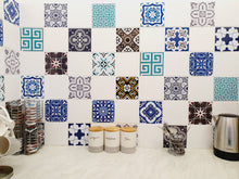 Load image into Gallery viewer, Mosaic Tile Stickers, Pack Of 16, All Sizes, Waterproof, Azulejo Transfers For Kitchen / Bathroom Tiles C10 - Bolsover Designs