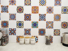 Load image into Gallery viewer, Mosaic Tile Stickers, Pack Of 16, All Sizes, Waterproof, Azulejo Transfers For Kitchen / Bathroom Tiles C21 - Bolsover Designs
