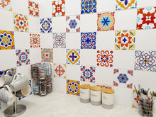 Load image into Gallery viewer, Mosaic Tile Stickers, Pack Of 16, All Sizes, Waterproof, Azulejo Transfers For Kitchen / Bathroom Tiles C49 - Bolsover Designs