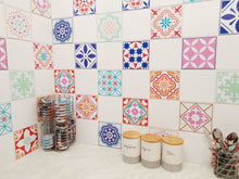 Load image into Gallery viewer, Mosaic Tile Stickers, Pack Of 16, All Sizes, Waterproof, Azulejo Transfers For Kitchen / Bathroom Tiles GT27 - Bolsover Designs