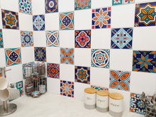 Load image into Gallery viewer, Mosaic Tile Stickers, Pack Of 16, All Sizes, Waterproof, Azulejo Transfers For Kitchen / Bathroom Tiles GT13 - Bolsover Designs