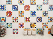 Load image into Gallery viewer, Mosaic Tile Stickers, Pack Of 16, All Sizes, Waterproof, Azulejo Transfers For Kitchen / Bathroom Tiles C39 - Bolsover Designs