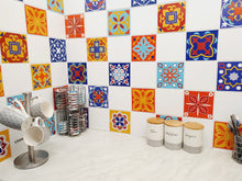 Load image into Gallery viewer, Mosaic Tile Stickers, Pack Of 16, All Sizes, Waterproof, Azulejo Transfers For Kitchen / Bathroom Tiles C43 - Bolsover Designs