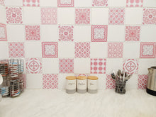Load image into Gallery viewer, Mosaic Tile Stickers, Pack Of 16, All Sizes, Pink, Waterproof, Transfers For Kitchen / Bathroom Tiles P03 - Bolsover Designs