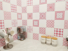 Load image into Gallery viewer, Mosaic Tile Stickers, Pack Of 16, All Sizes, Pink, Waterproof, Transfers For Kitchen / Bathroom Tiles P03 - Bolsover Designs