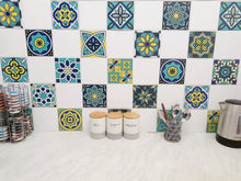Load image into Gallery viewer, Mosaic Tile Stickers, Pack Of 16, All Sizes, Waterproof, Azulejo Transfers For Kitchen / Bathroom Tiles GT15