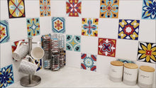 Load and play video in Gallery viewer, Mosaic Tile Stickers, Pack Of 16, All Sizes, Waterproof, Azulejo Transfers For Kitchen / Bathroom Tiles C39