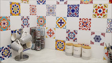 Load and play video in Gallery viewer, Mosaic Tile Stickers, Pack Of 16, All Sizes, Waterproof, Azulejo Transfers For Kitchen / Bathroom Tiles C49