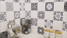 Load and play video in Gallery viewer, Mosaic Tile Stickers, Grey, Pack Of 16, All Sizes, Waterproof, Azulejo Transfers For Kitchen / Bathroom Tiles G52