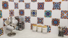 Load and play video in Gallery viewer, Mosaic Tile Stickers, Pack Of 16, All Sizes, Waterproof, Azulejo Transfers For Kitchen / Bathroom Tiles C21