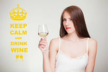Load image into Gallery viewer, Keep Calm And Drink Wine Wall Art Decal Sticker for Kitchen Many Colours KCW1 - Bolsover Designs