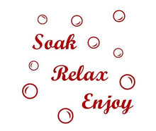Load image into Gallery viewer, Soak Relax Enjoy + 45 Bubbles Art Sticker Decal Transfer for Bathroom Wall Tiles, Bath Panel - Bolsover Designs