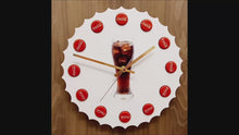 Load and play video in Gallery viewer, Clock In Style Of Coke Bottle Top With Actual Cocacola Bottle Tops In Place Of Hours