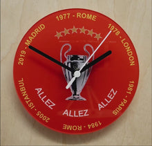 Load and play video in Gallery viewer, Quartz Wall Clock, Depicting Liverpool's Champions League / European Cup Wins, With The Years and City