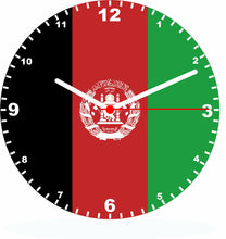 Load image into Gallery viewer, Flag Clock - Beginning With A - G, Flag Of Your Chosen Country On A Quartz Clock, Stand or Wall Mounted, 200mm