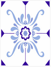 Load image into Gallery viewer, Pack Of 12 Blue Pattern Mosaic Waterproof Tile Stickers, Transfers For 150mm x 200mm or 200mm x 250mm Kitchen or Bathroom Tiles Design BL06 - Bolsover Designs