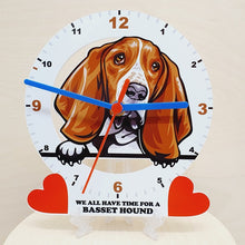 Load image into Gallery viewer, Dog Breed Clocks, Your favourite Peeking Dog On A Quartz Clock, Stand or Wall Mounted, 200mm