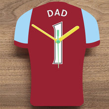 Load image into Gallery viewer, Number 1 DAD Quartz Clock In Shape of Football Shirts In Your Favourite Team Colours