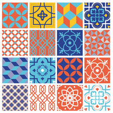 Load image into Gallery viewer, Mosaic Tile Stickers, Pack Of 16, All Sizes, Waterproof, Azulejo Transfers For Kitchen / Bathroom Tiles C35 - Bolsover Designs