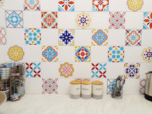 Load image into Gallery viewer, Mosaic Tile Stickers, Pack Of 16, All Sizes, Waterproof, Azulejo Transfers For Kitchen / Bathroom Tiles C46 - Bolsover Designs