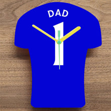 Load image into Gallery viewer, Number 1 DAD Quartz Clock In Shape of Football Shirts In Your Favourite Team Colours