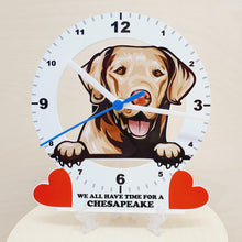 Load image into Gallery viewer, Dog Breed Clocks, Your favourite Peeking Dog On A Quartz Clock, Stand or Wall Mounted, 200mm