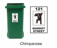 Load image into Gallery viewer, 3 x Animal Themed Wheelie Bin Stickers, Address Sign, House Home or Business, Door Number Road Name Sticker, A5 or A4 Size - Bolsover Designs