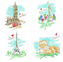 Load image into Gallery viewer, Mosaic Tile Stickers, All Sizes, London New York Paris Rome, Pack Of 8, All Sizes, Waterproof, Transfers For Kitchen / Bathroom Tiles - Bolsover Designs