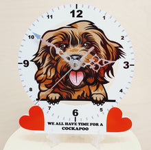 Load image into Gallery viewer, Dog Breed Clocks, Your favourite Peeking Dog On A Quartz Clock, Stand or Wall Mounted, 200mm