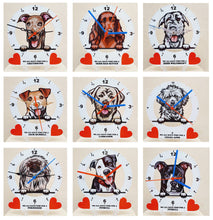 Load image into Gallery viewer, Dog Breed Clocks, Your favourite Peeking Dog On A Quartz Clock, Stand or Wall Mounted, 200mm